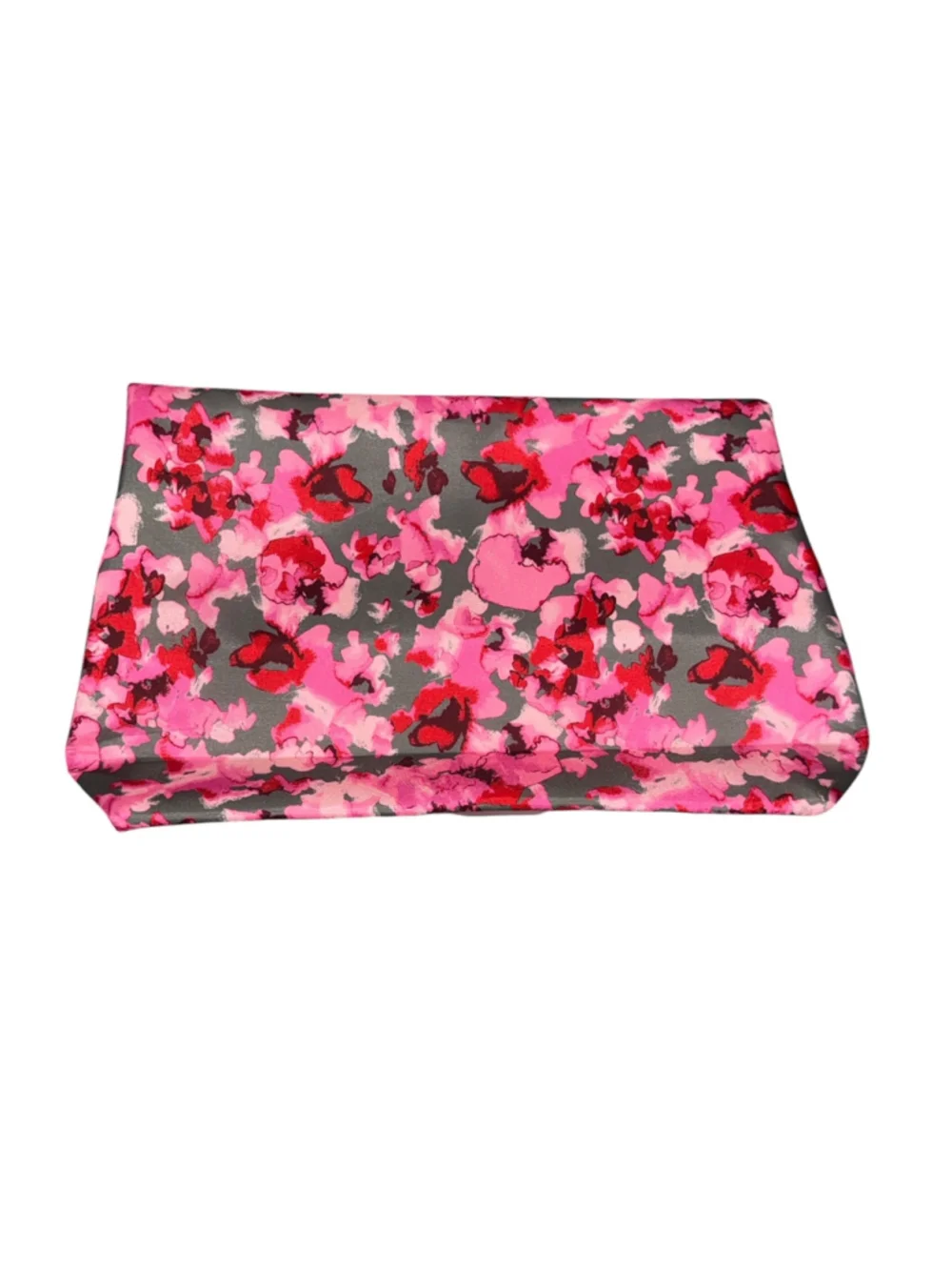 Nicole Miller New York Pink Floral Foldover Clutch Purse Cosmetic Bag